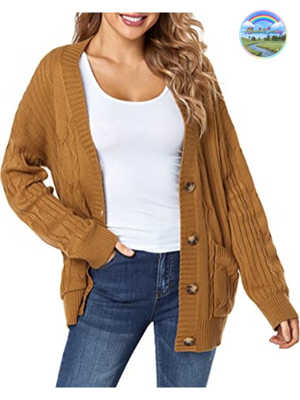 Oversized Chunky Knit Cardigan Button Down Sweater with Pockets